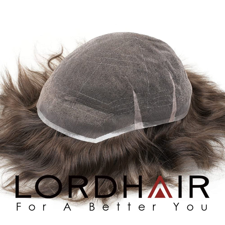 Lordhair Toupet Human Hair Herrenperücke, Französische Spitze Webart, 20 x 25 cm, Leichtes Haarersat