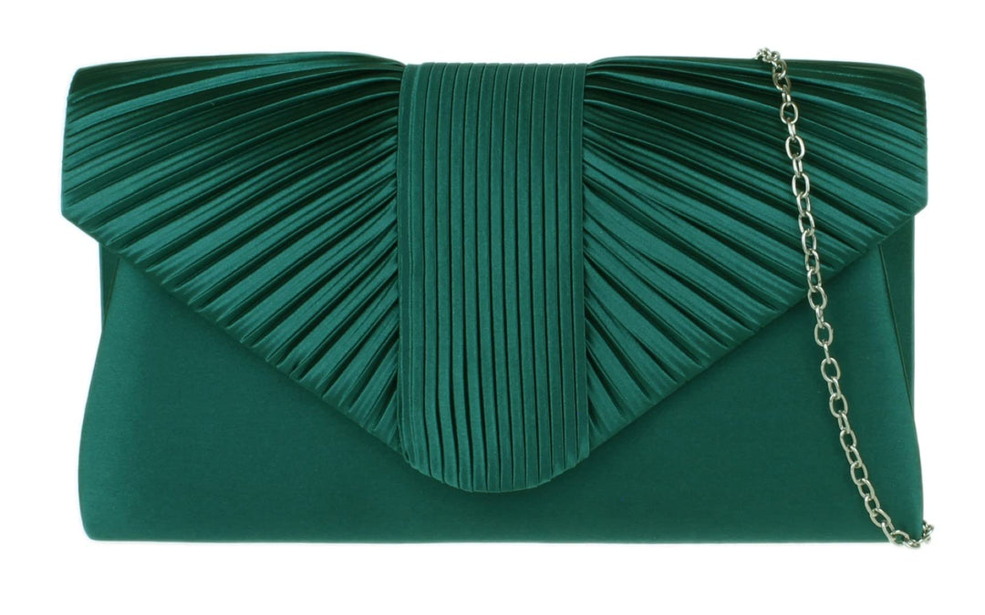 Girly Handbags Damen Clutch aus plissiertem Satin Dunkelgrün, Dunkelgrün