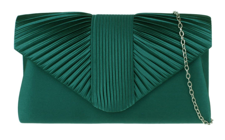 Girly Handbags Damen Clutch aus plissiertem Satin Dunkelgrün, Dunkelgrün