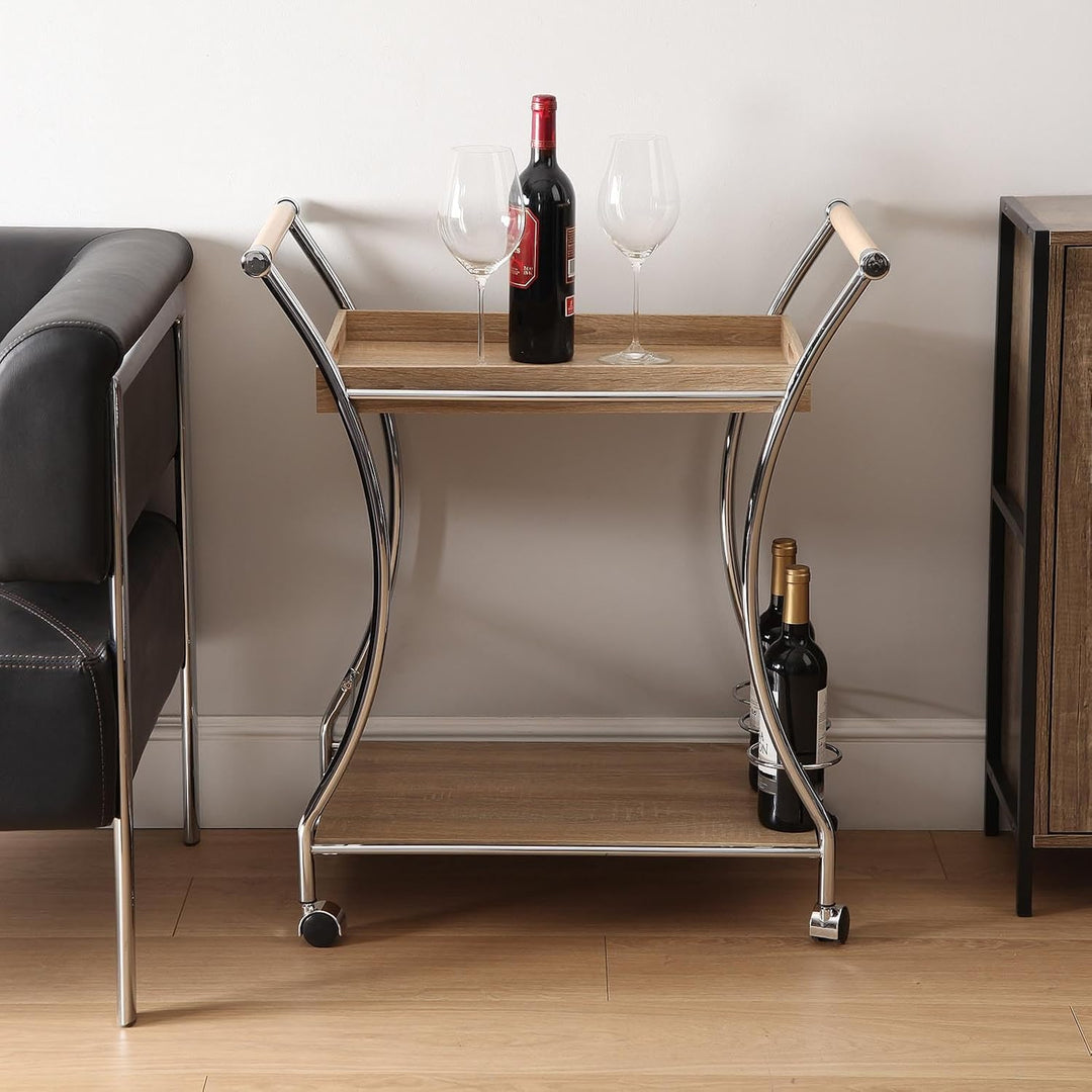 Versa Versatile Style Servierwagen mit Holzfinish, Masse (H x L x B) 78,5 x 42 x 68,5 cm, MDF-Holz,