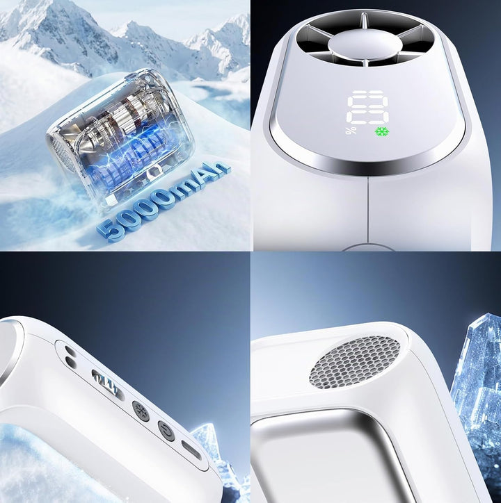 Tragbarer Clip Ventilator mit Eiskühlplatte, Nackenventilator Shirt Gürtel Ventilator Hals für Unter