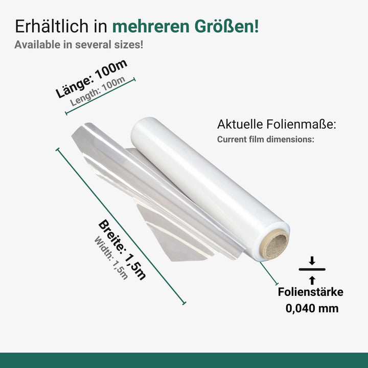 dm-Folien Abdeckfolie I 1,5 x 100 m I 40 My Stärke I Verschiedene Masse & Stärken I Transparente & r