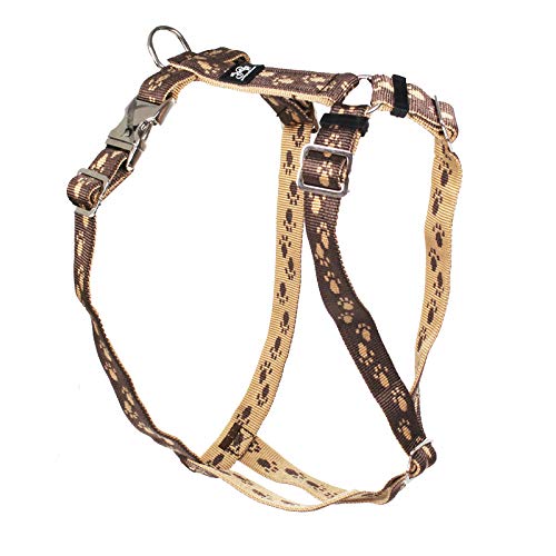 Feltmann Premium Hundegeschirr mit Alu-Max®-Metall-Steckschlössern, Soft-Nylonband braun, beige Pföc