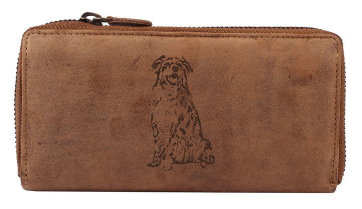 Greenburry Damen Portemonnaie aus Leder mit Hunde-Motiv Australian Shepherd l Leder Australian Shepp