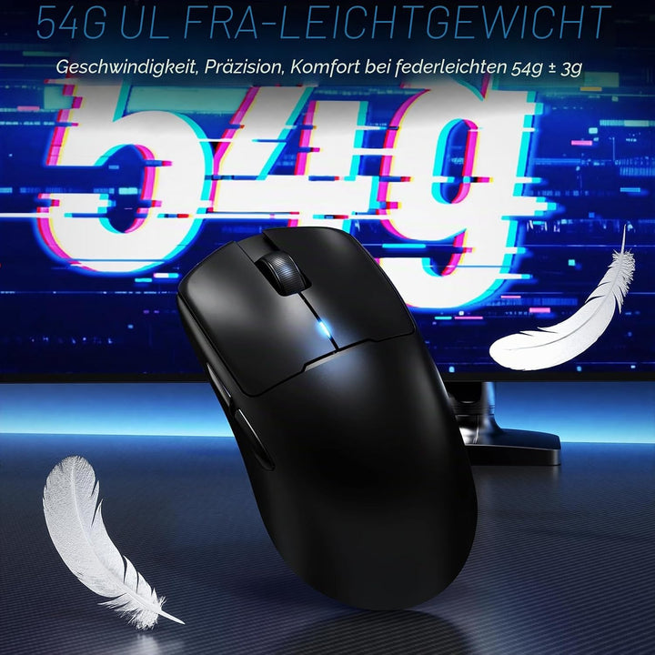 ZIYOU LANG × A.JAZZ AJ159V2MC Kabellose Leichte Gaming-Maus, Austauschbare Dual-Batterien, 54 g Ultr