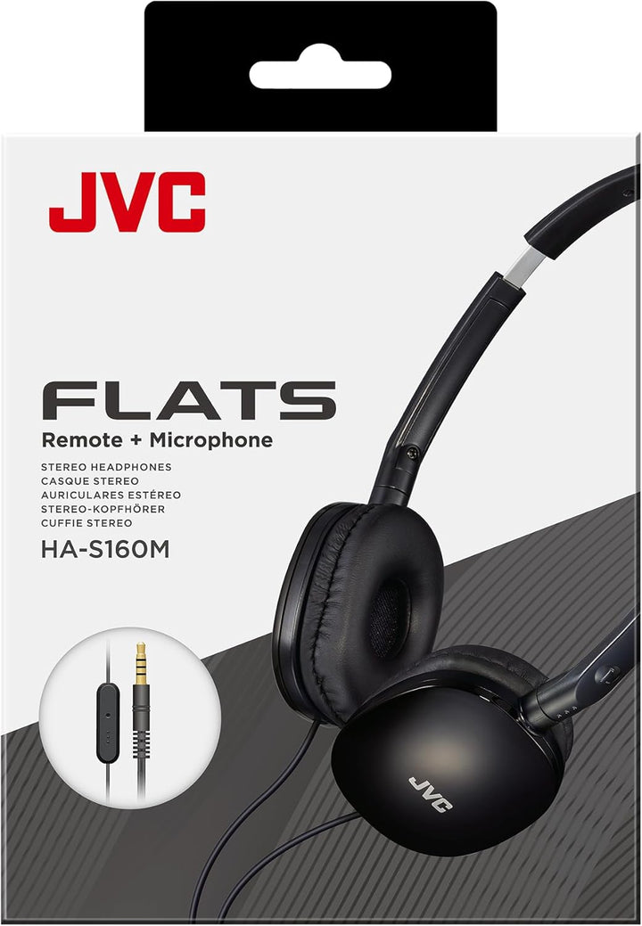 JVC HA-S160M-B - Flats Faltbarer und kompakter Kopfhörer in Glossy Trendfarbe, mit Schalter für Mikr