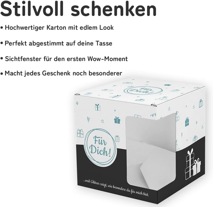glitzertassen.de® | Personalisierte Magic Glitzertasse mit Text/Bild | Farbwechseltasse mit Glitzer