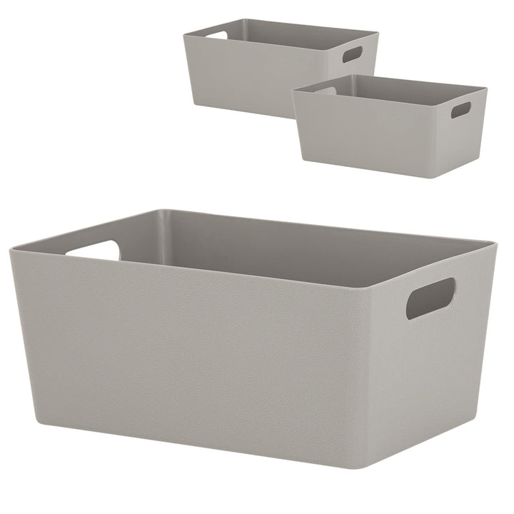 3x Ordnungsbox - 11 cm hoch - taupe - 17x 25 cm - Ordnungskorb - Regalorganizer Wandregal 3 Stück -