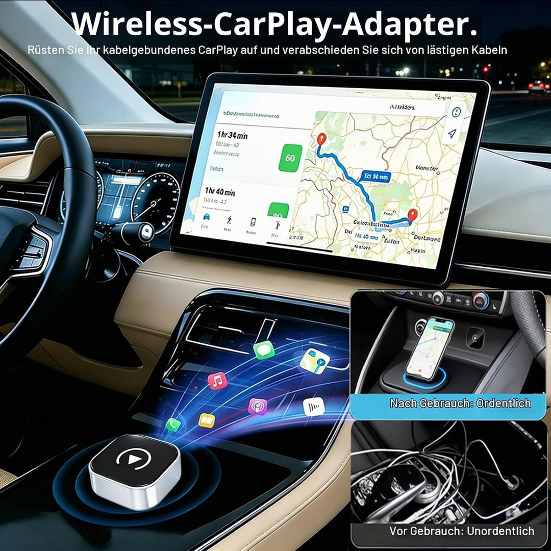 Versteckt Car Play Wireless Adapter für Apple CarPlay &amp; Android Auto, Plug &amp; Play, Bluetooth 5.3, St