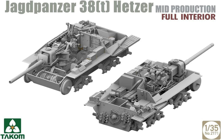 TAKOM 2171 Jagdpanzer 38(t) Hetzer MID mit Full Interior Massstab 1:35 Modellbau