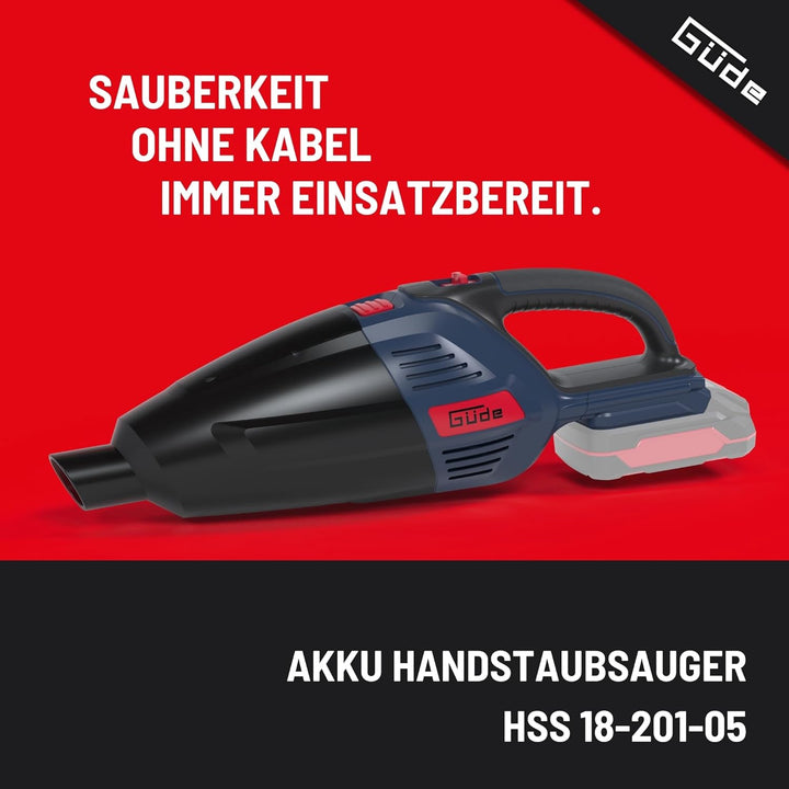 Güde 58402 Akku Handstaubsauger HSS 18-201-05 (18 V, 3,8 kPA, Beutellos, Einsatz rund ums Haus und G