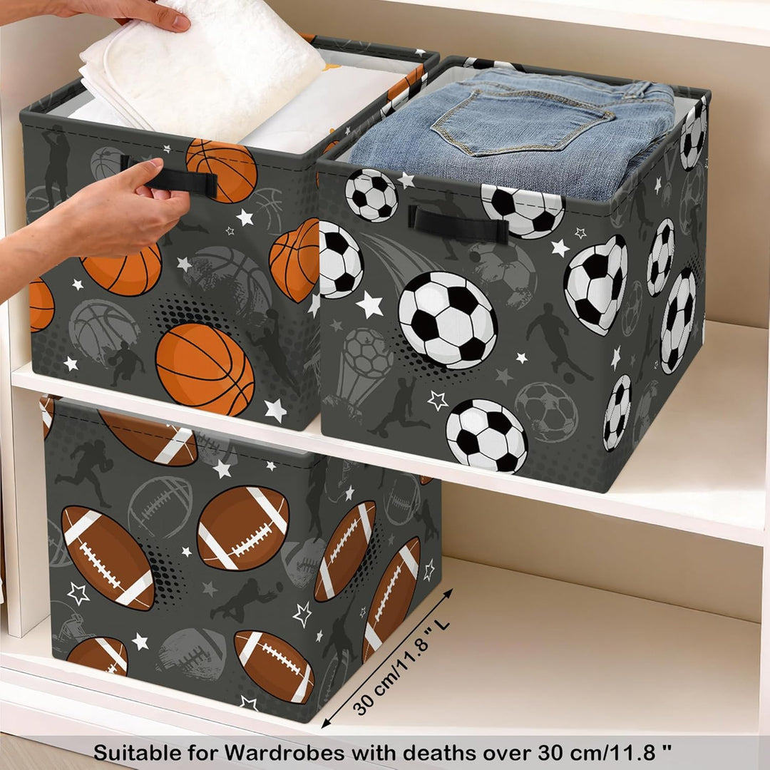 30cm Aufbewahrungskorb 3 Stück Aufbewahrungsbox Spielzeug | Stoff Faltbar mit Metallgestell Bodenpla