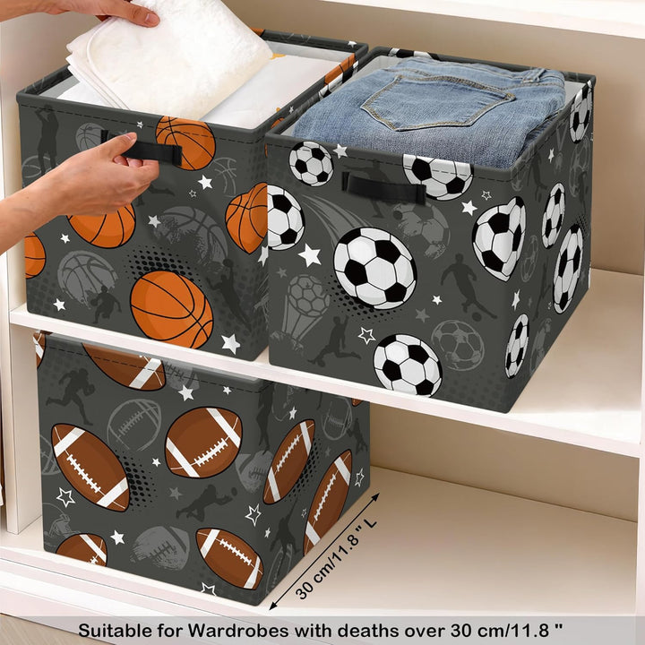 30cm Aufbewahrungskorb 3 Stück Aufbewahrungsbox Spielzeug | Stoff Faltbar mit Metallgestell Bodenpla