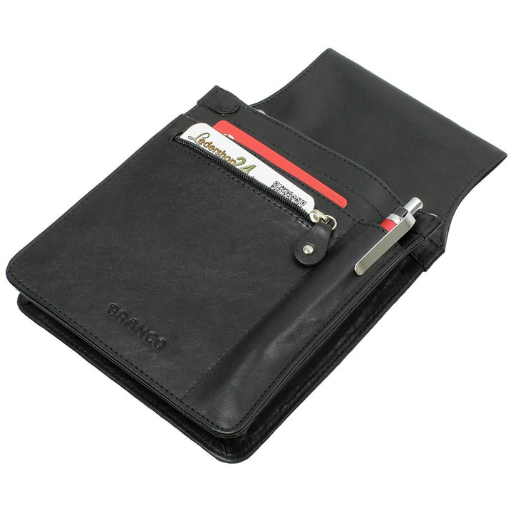 Ledershop24 Profi Leder Tablet-Kellnertasche passend für iPad mini bis 8 Zoll mit Reissverschlussfac