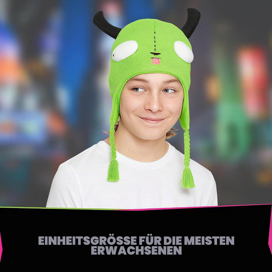Concept One Unisex-Erwachsene Invader Zim, Peruanische Wintermütze mit Ohren und Quasten Beanie-Mütz
