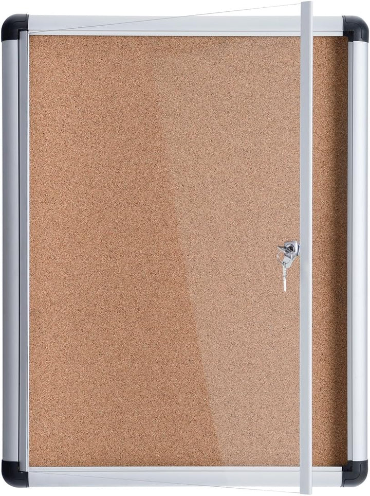 Bi-Office Schaukasten Vitrine"Enclore Extra", Kork, geeignet für 4 x DIN A4, silberner Aluminiumrahm