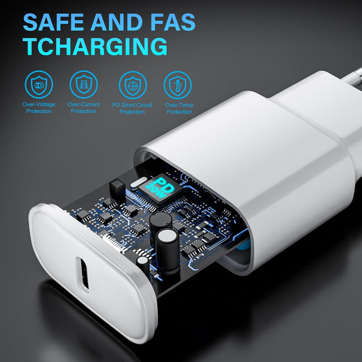 25W USB C Ladegerät Ladekabel für iPhone 17 16 15 Pro Max Plus, PD3.0 USB C Power Adapter Schnelllad