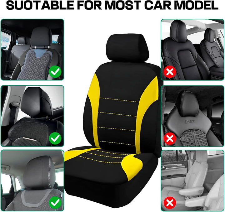 2 Stück Autositzbezüge für Vordersitze,Atmungsaktiv Autositzschoner Airbag-kompatibler Autositzabdec