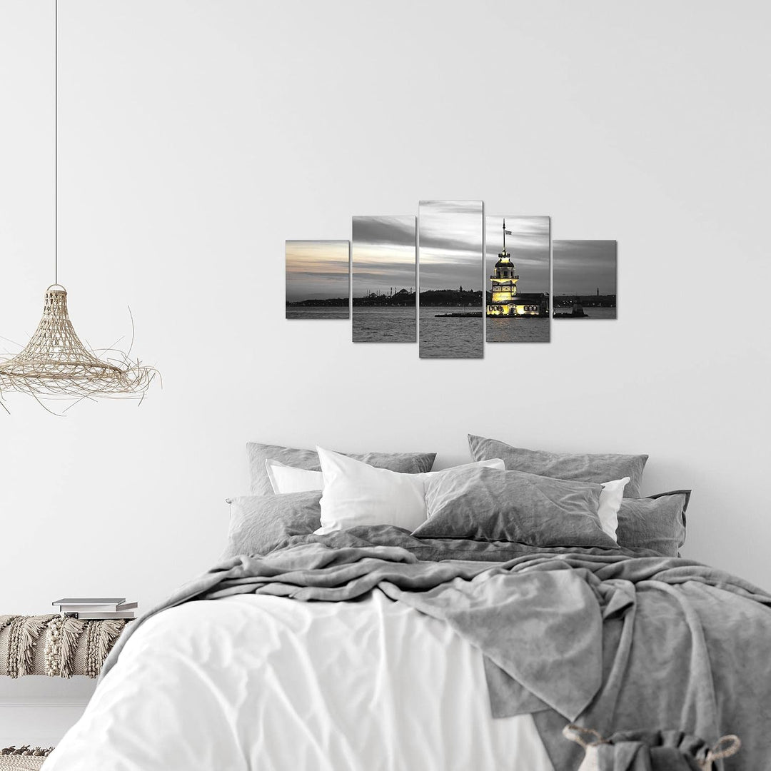 Runa Art Wandbilder Istanbul Türkei 5 Teilig Bild auf Vlies Leinwand Deko Wohnzimmer Schlafzimmer Le