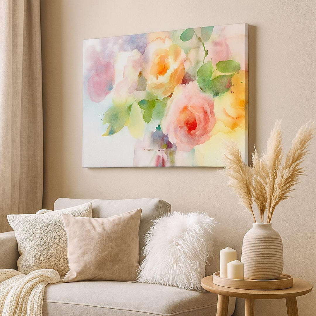 Bilder auf Leinwand Rose Blume Garten Leinwandbild mit Rahmen 70x50cm Wandbilder Dekoration Wohnzimm