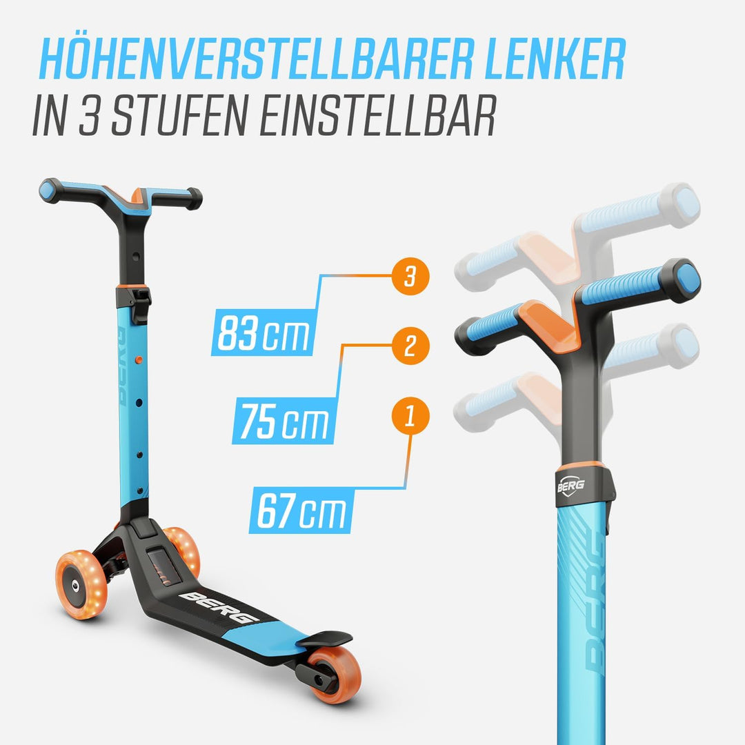 Kinderroller BERG Nexo, Kinderscooter ab 2 Jahre, Mit LED-Räder Zubehör, Mint Blau, Blau