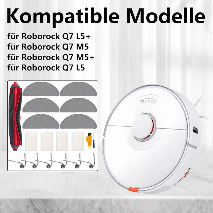 21 Stück Zubehörset für Roborock Q7 L5 / Q7 L5+ / Q7 M5 / Q7 M5+ Roboterstaubsauger, 1 Hauptbürsten,