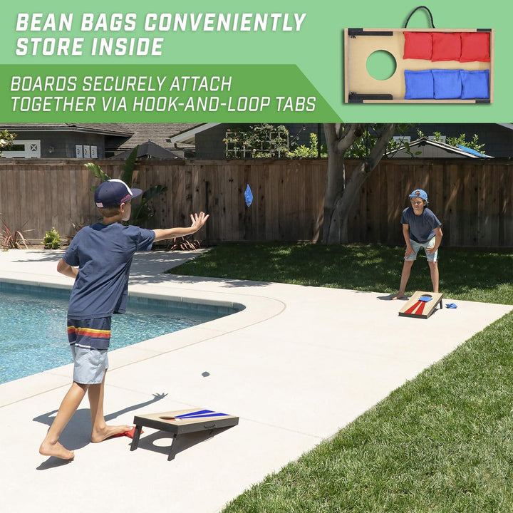 GoSports Cornhole Spielset mit 6 Sitzsäcken, tragbar, ideal zum Spielen im Innen- und Aussenbereich