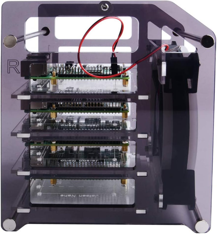 GeeekPi Raspberry Pi Cluster Gehäuse, Raspberry Pi Rack Gehäuse Stapelbares Gehäuse mit Lüfter 120 m