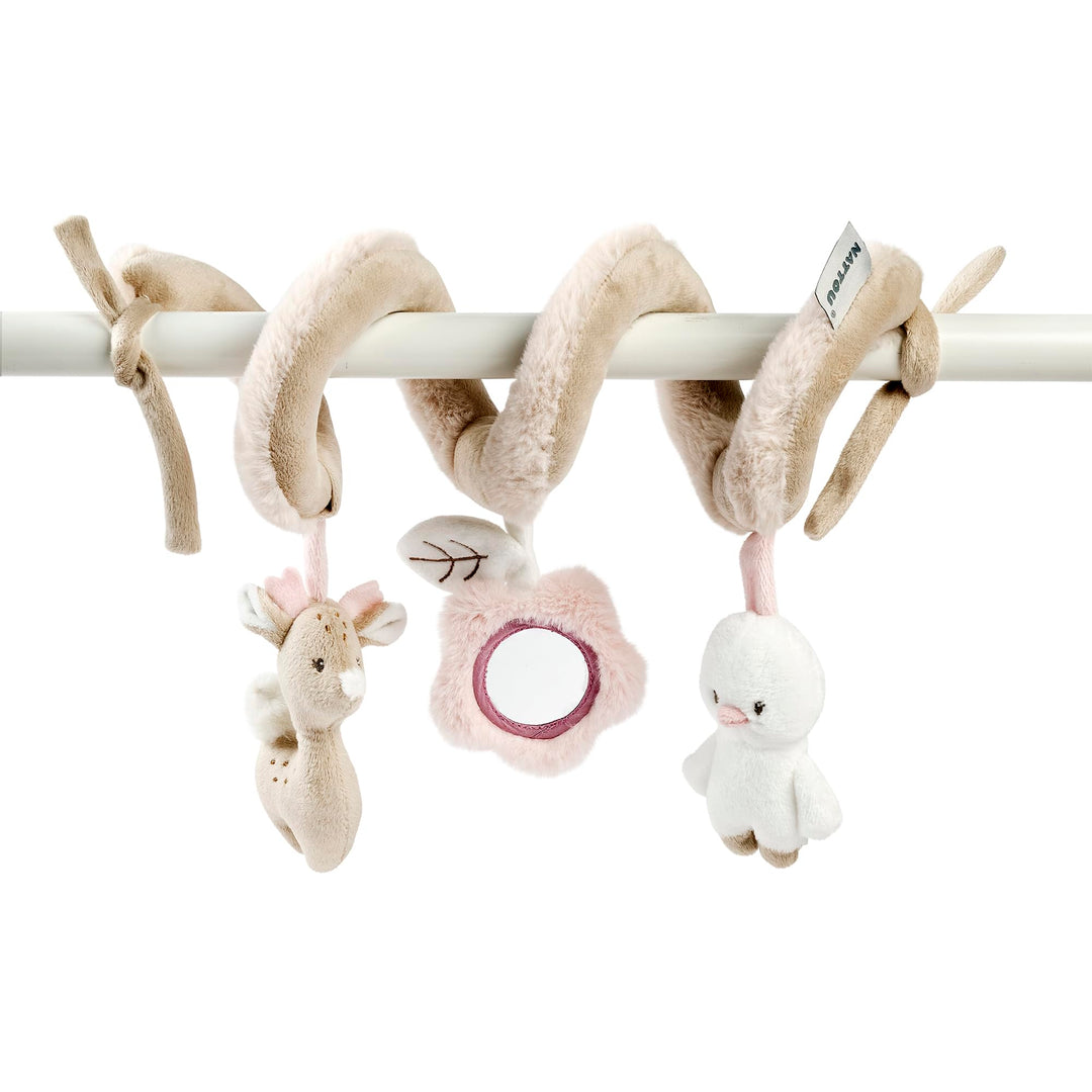 Nattou Spiel-Spirale, Mit Rassel, Quietsche und weiteren Aktivitäten, 100% Polyester, FanFan, Beige