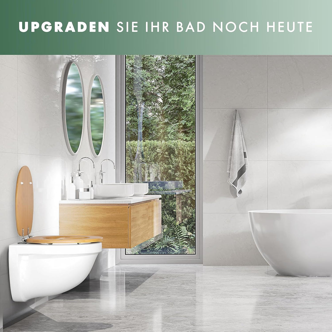Benkstein® Premium Bambus WC Sitz mit Absenkautomatik – Quick Release Funktion – Hochwertiger Klodec