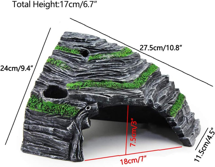 OMEM Reptilienbox Unterschlupf Terrarium Versteck Höhlen Schildkröte Rampe Basking Platform Habitat