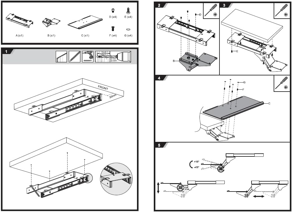 Maclean MC-757 Tastatur und Maus Halterung Zulage für Schreibtisch 67cm Oberfläche