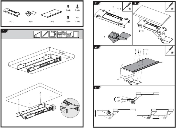 Maclean MC-757 Tastatur und Maus Halterung Zulage für Schreibtisch 67cm Oberfläche