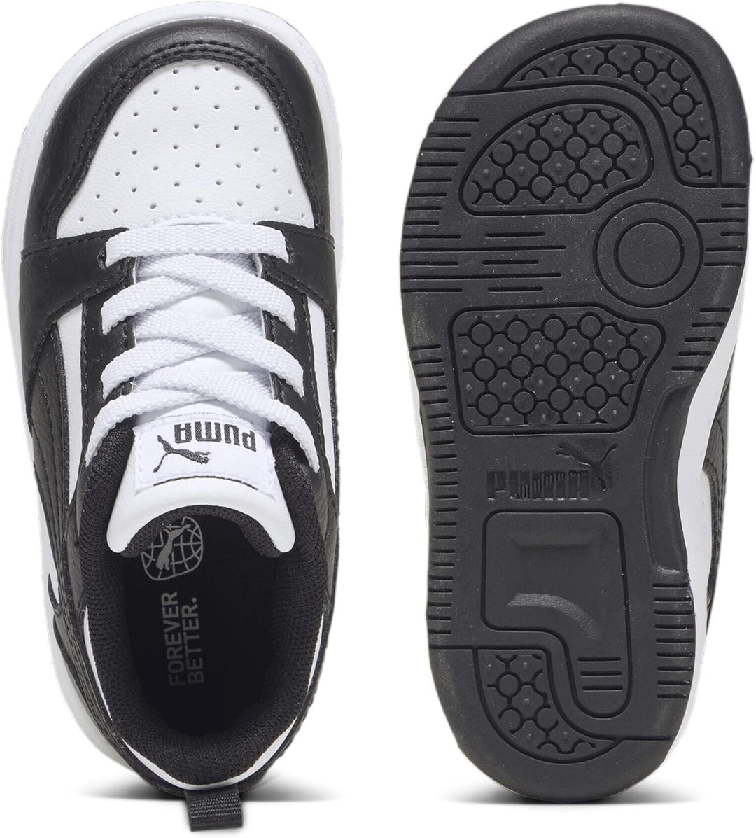 PUMA Unisex Kinder Rebound V6 Lo Jr Sneaker 35.5 EU Puma White Puma Black, 35.5 EU Puma White Puma B
