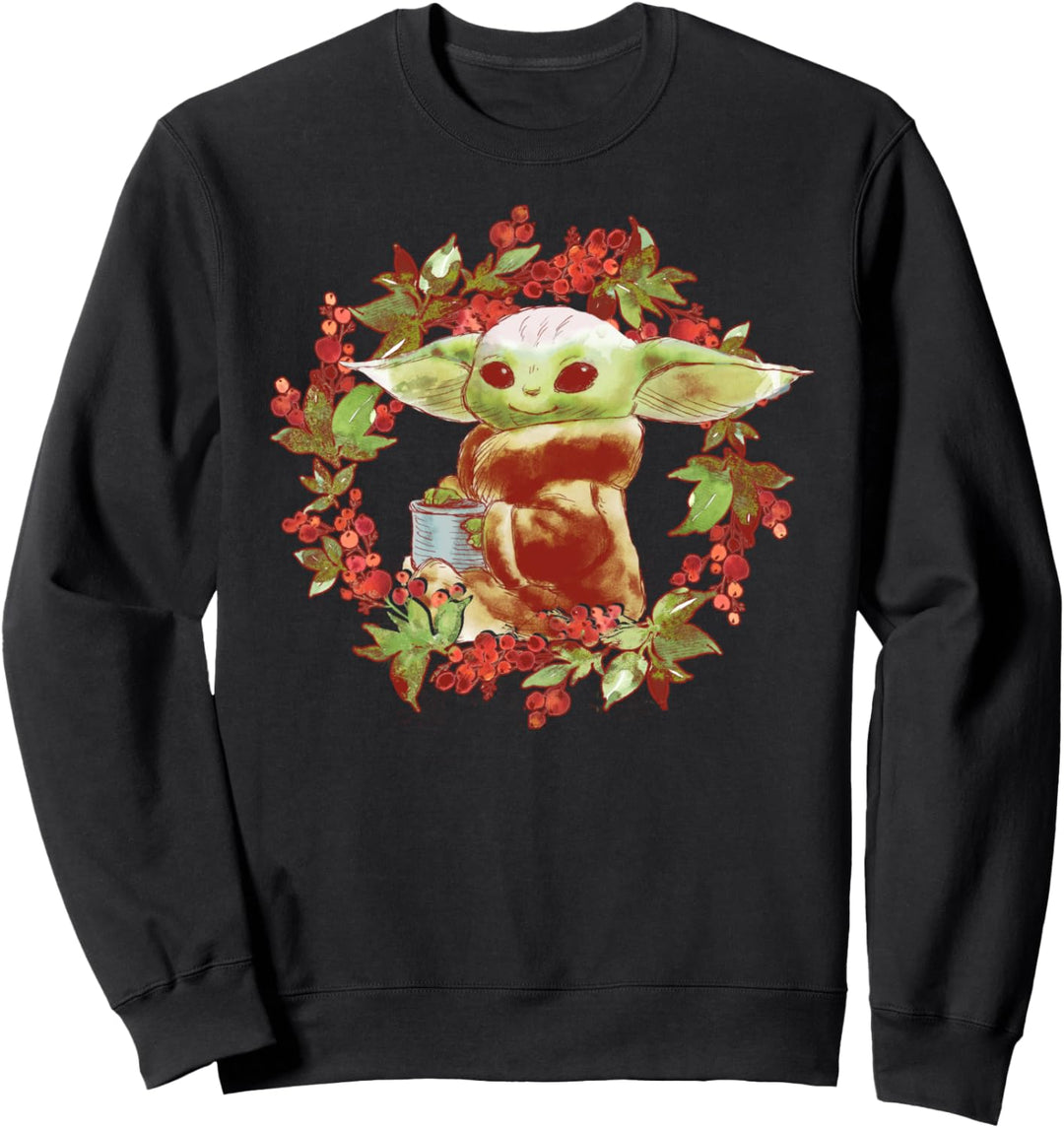 Star Wars Mandalorian The Child Holly Wreath Sweatshirt