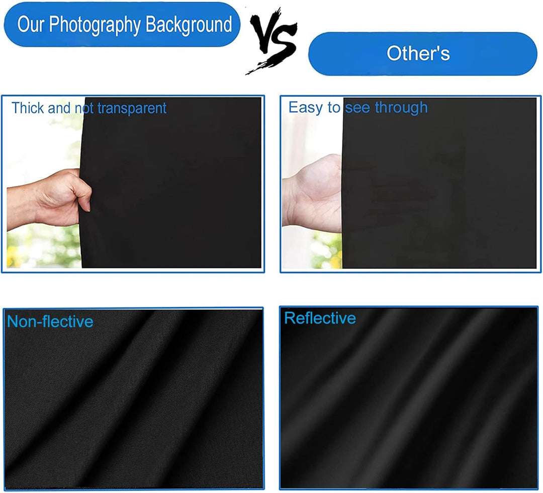 Fotohintergrund Schwarz 3x3 m, Bonvvie Faltbare Fotografie Hintergrund Musselin Hintergrund für Phot