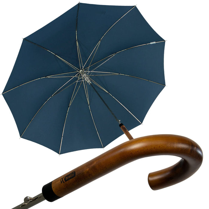 iX-brella Herren Stockschirm Automatik mit Echtholz-Rundhakengriff Dunkelblau insignia blue, insigni