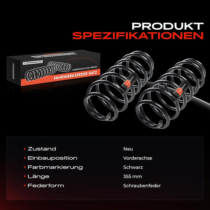 Frankberg 2x Federn Fahrwerksfeder Vorderachse Kompatibel mit 80 893 894 8A2 Stufenheck 1.4L-2.3L 19