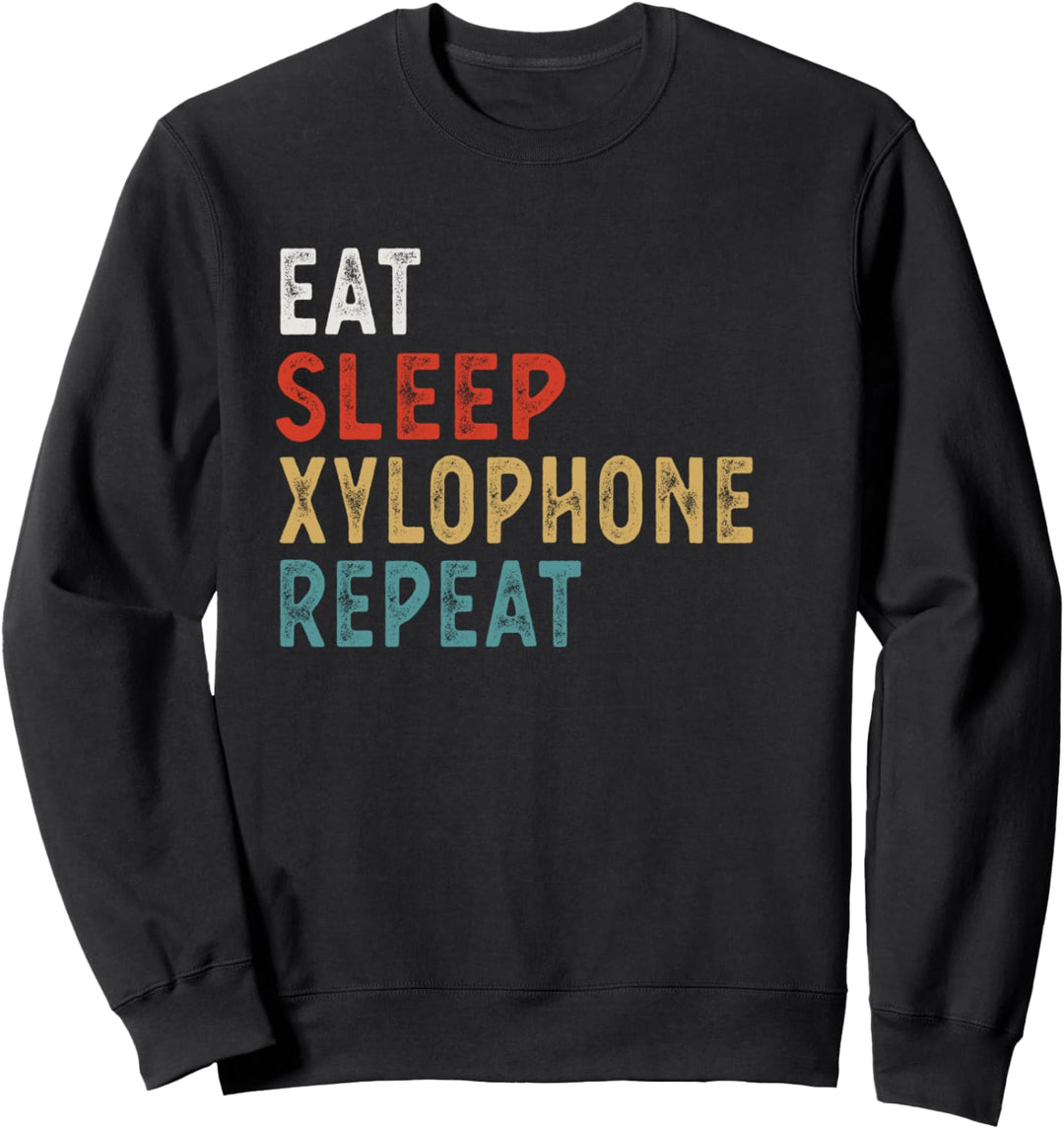 Vintage-Essen-Schlafen-Xylophon-Wiederholung Lustiges Xyloph Sweatshirt