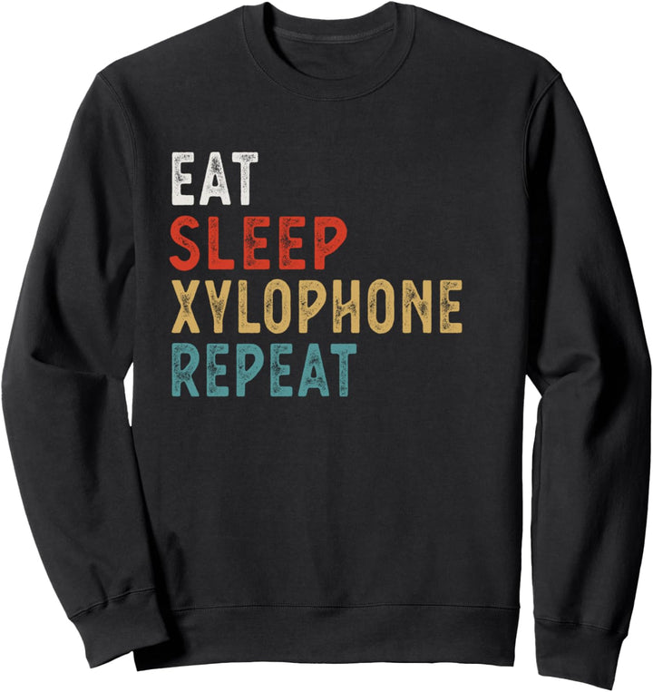 Vintage-Essen-Schlafen-Xylophon-Wiederholung Lustiges Xyloph Sweatshirt