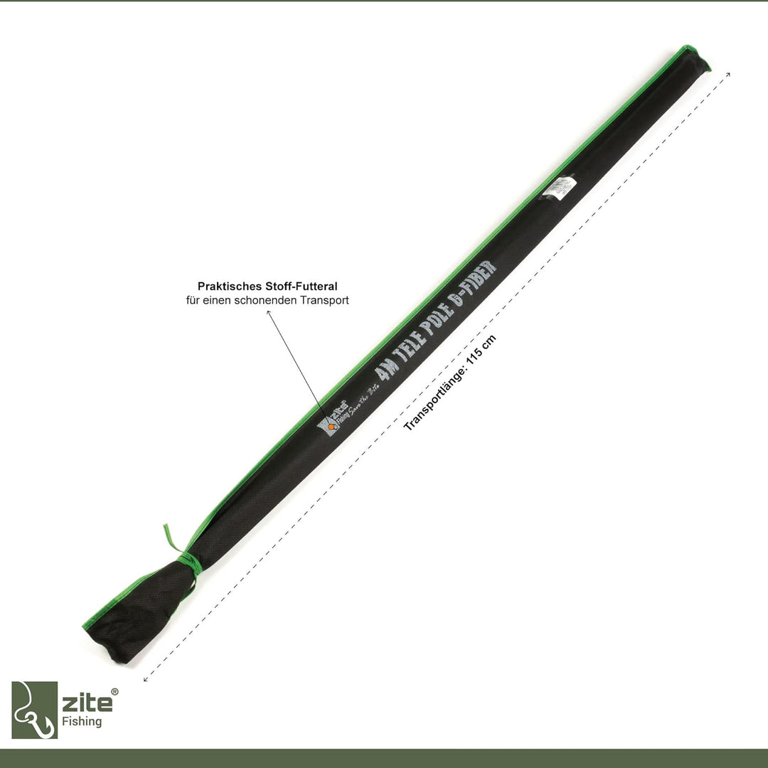 Zite Fishing Stipprute 3-7 m – Teleskoprute Stippe Glasfaser mit Spitzenring – Basic Teleskopangel/F
