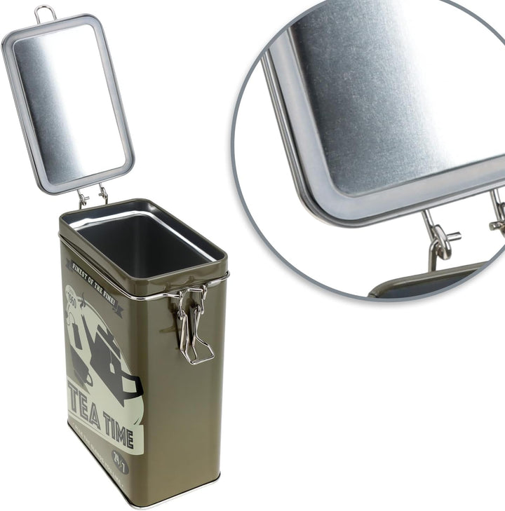 com-four® 2x Vorratsdose aus Metall - Teedose mit verschliessbarem Deckel - Metallbehälter im Retro-