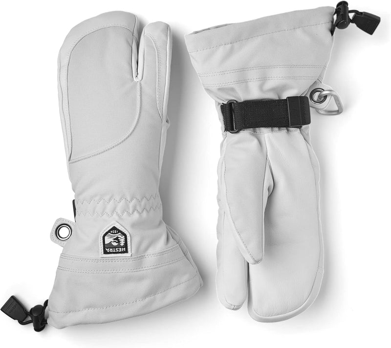 Hestra Heli Skihandschuhe für Damen, klassischer 3-Finger-Leder-Schneehandschuh zum Skifahren, Snowb
