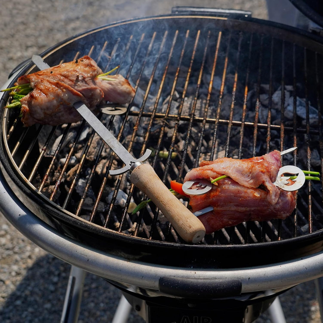 Grillrost.com Edelstahl Grillspiess | BBQ-Spiess | Churrasco | Drehspiess (50 cm) Grillspiess Set, G