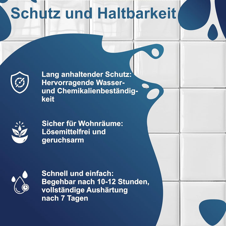 Fonteino 2K Fliesenlack MATT Kieselgrau RAL 7032 für Küche Badezimmer Wandfliesen Bodenfliesen - 2,5