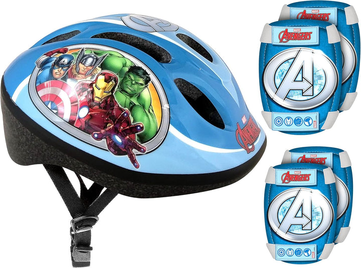 Stamp Jungen Stamp Helmet + Elbow and Knee Pads HELM ELLBOGEN KNIE SCHUTZ AVENGERS, Blau, 52/56 cm E