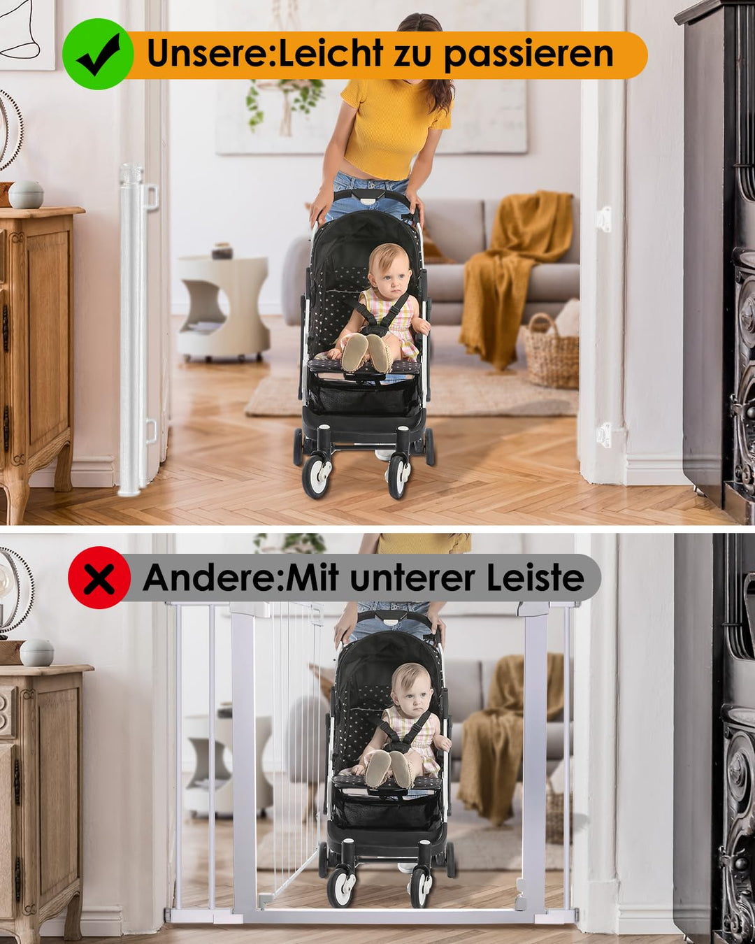 derimkcoa Treppenschutzgitter Ausziehbar für Babys, 0-180 cm Baby Absperrgitter Türschutzgitter Trep