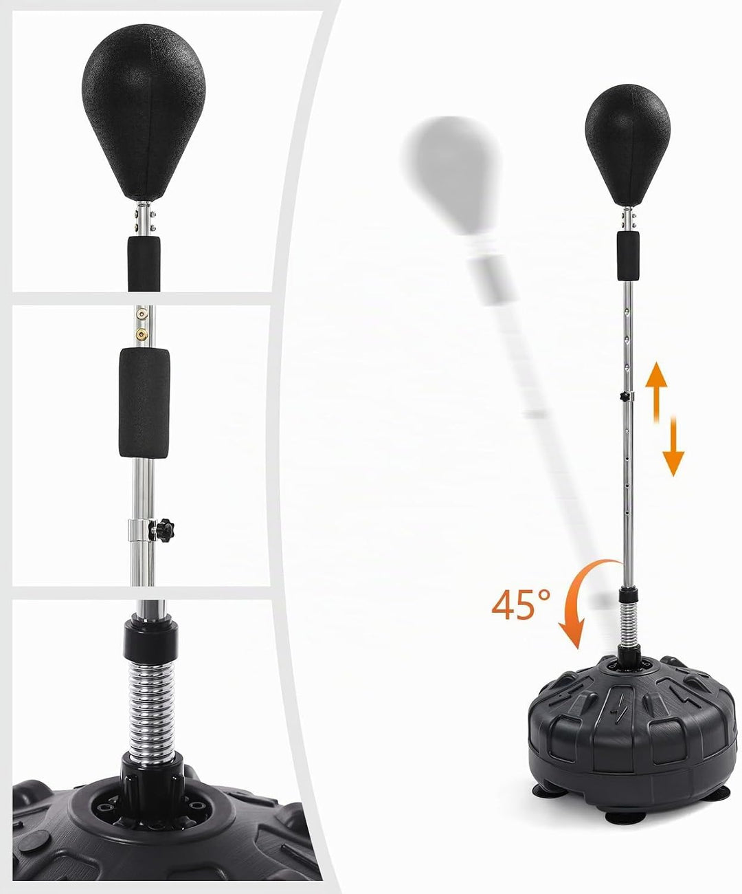 Punchingball Boxstand Standbox Trainer, Standboxsack mit 1 Speed Boxtasche, 90 °Rückprallwinkel, Höh