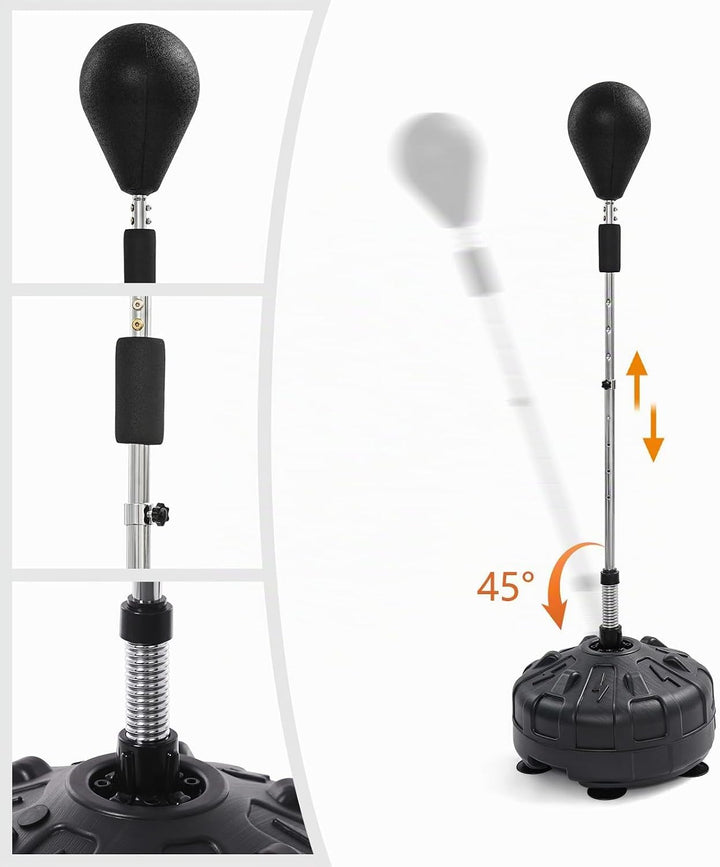 Punchingball Boxstand Standbox Trainer, Standboxsack mit 1 Speed Boxtasche, 90 °Rückprallwinkel, Höh