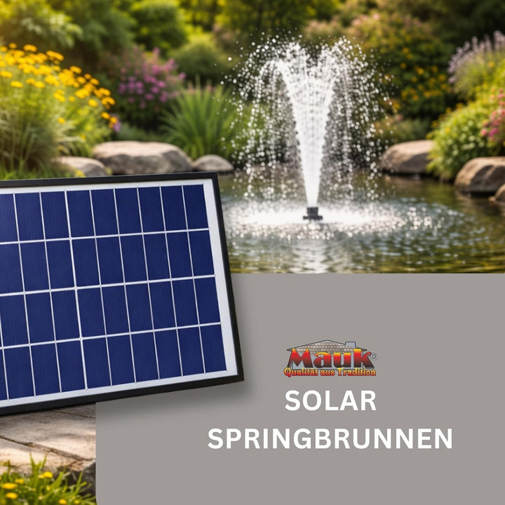 MAUK® SOLAR Panel FONTÄNE SPRINGBRUNNEN 300l/h 12V + SAUERSTOFFZUFUHR Fische I Teichpumpe Wasserpump